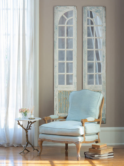 Park Hill Collection Mirrored Sidelights - Elegant Set of 2 with White-Washed Finish and Unique Blue Highlights for Home Decor - EWI26166