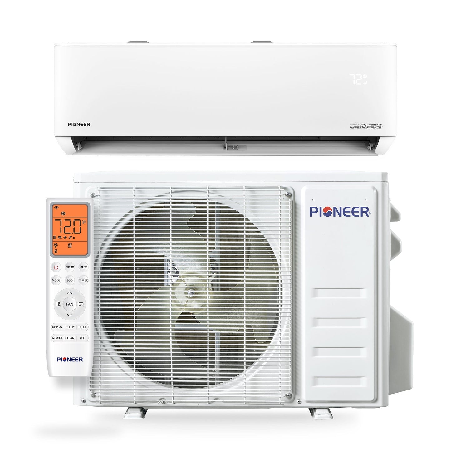 Pioneer Quantum Hyperformance 24,000 BTU 23 SEER2 230V High-Wall Ductless Energy-Star Mini-Split Air Conditioner Inverter Hyper Heat Pump Full Set - WYT024GLSI25RH