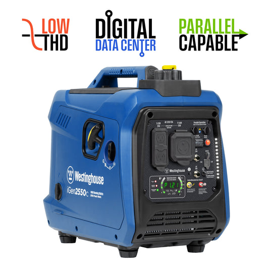 Westinghouse Inverter Generator 1800W/2550W 30 Amp Recoil Start Gas with CO Sensor New - IGEN2550C