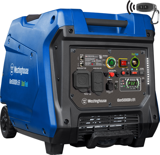 Westinghouse EFI Inverter Generator 3900/5000W Dual Fuel Gas Propane 30A Low THD Remote Start CO Sensor New - IGEN5000DFC-EFI