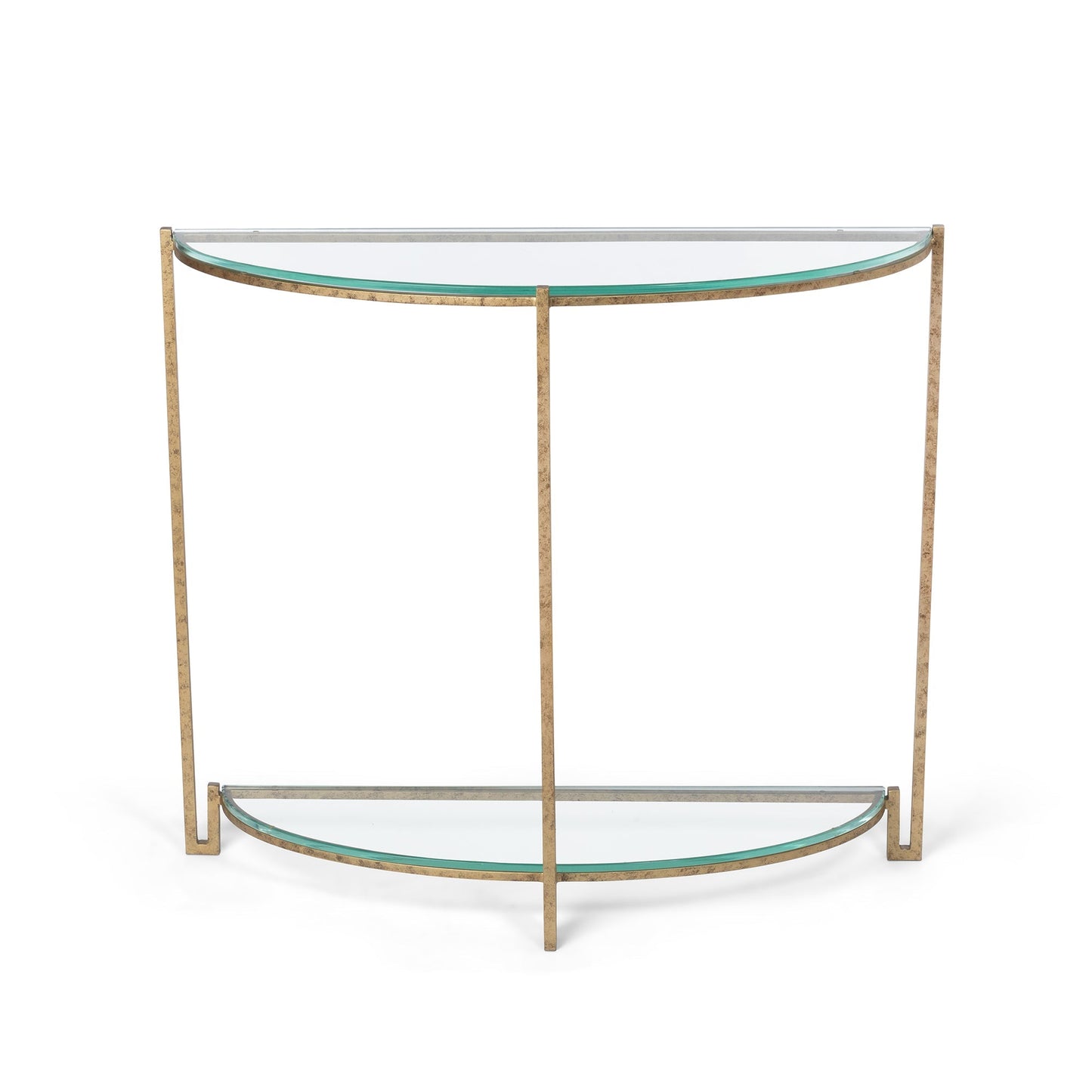 Park Hill Collection Naomi Elegant Iron and Glass Demi Lune Table - Stylish Accent for Foyers and Small Spaces - EFT26034
