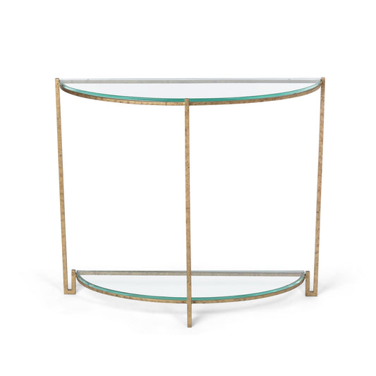 Park Hill Collection Naomi Elegant Iron and Glass Demi Lune Table - Stylish Accent for Foyers and Small Spaces - EFT26034
