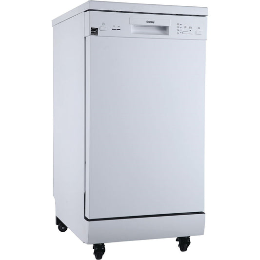 Danby - 18 inch Portable Dishwasher, 8 Place Settings, SS Interior, 4 Wash Programs - DDW1805EWP