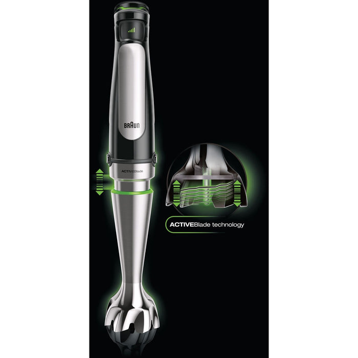 Braun Multiquick 7 Smart Speed Hand Blender, Whisk + Neater + 1.5 Cup + Μasher, in Stainless Steel MQ7077X