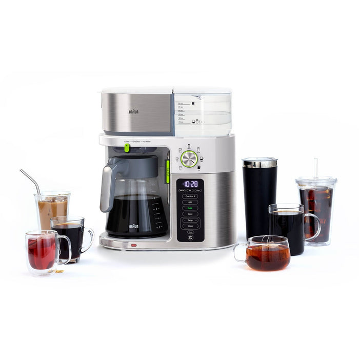 Braun Multiserve Brewing System in Stainless Steel and White with Glass Carafe KF9150WH