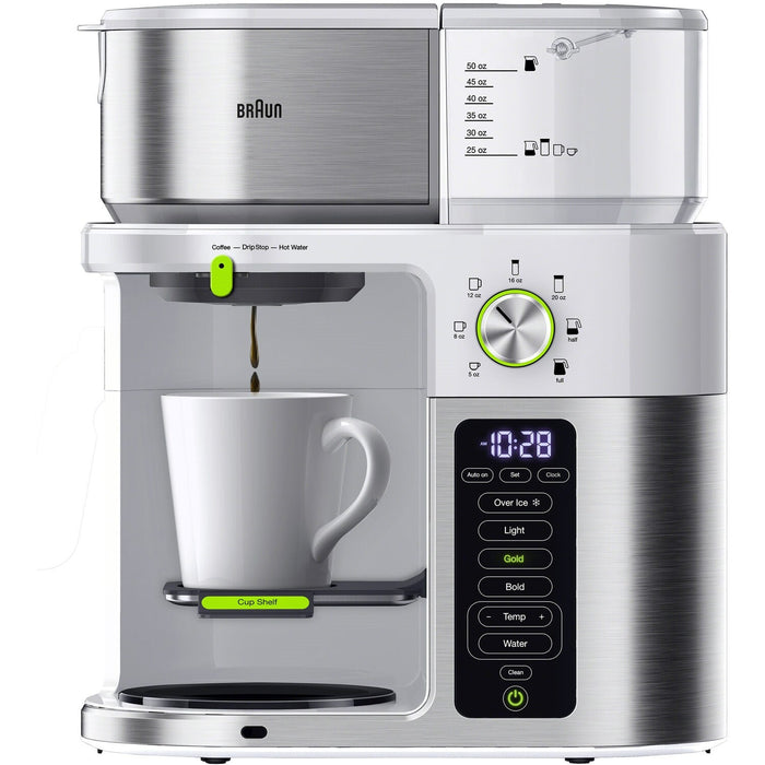 Braun Multiserve Brewing System in Stainless Steel and White with Glass Carafe KF9150WH