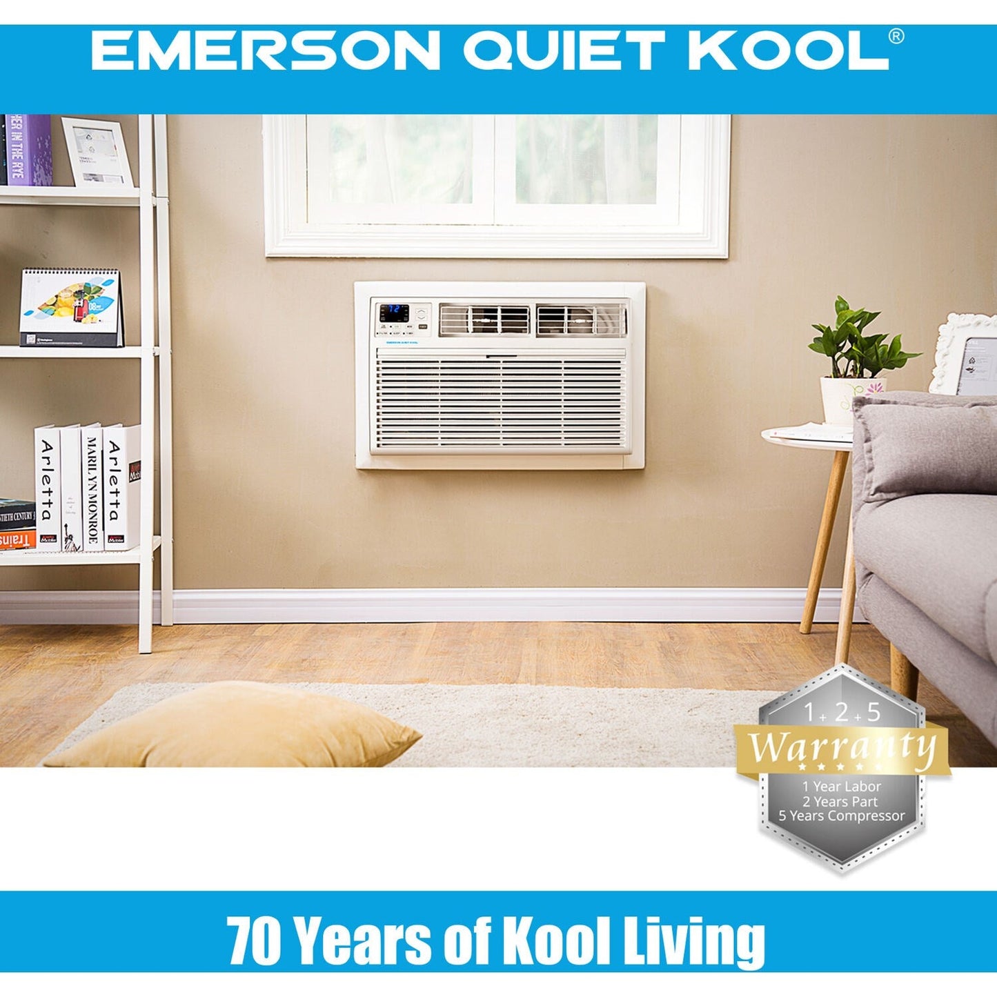 Emerson Quiet - 12000 BTU Heat/Cool TTW Air Conditioner with Wifi Controls, 230V | EATE12RSD2T
