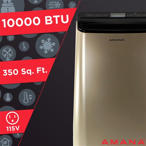 Amana - 10, 000 BTU Portable AC - Black/Gold _ AMAP101AD-2