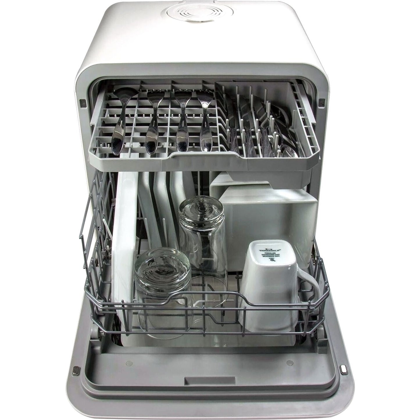 Magic Chef - 3-Place Setting Coutertop Dishwasher, 5 Programs, Built-In Water Tank - MCSCD3W