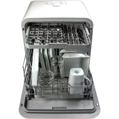 Magic Chef - 3-Place Setting Coutertop Dishwasher, 5 Programs, Built-In Water Tank - MCSCD3W