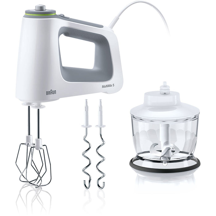 Braun Hand Mixer with Beaters, Dough Hooks and Accessory in White HM5130WH