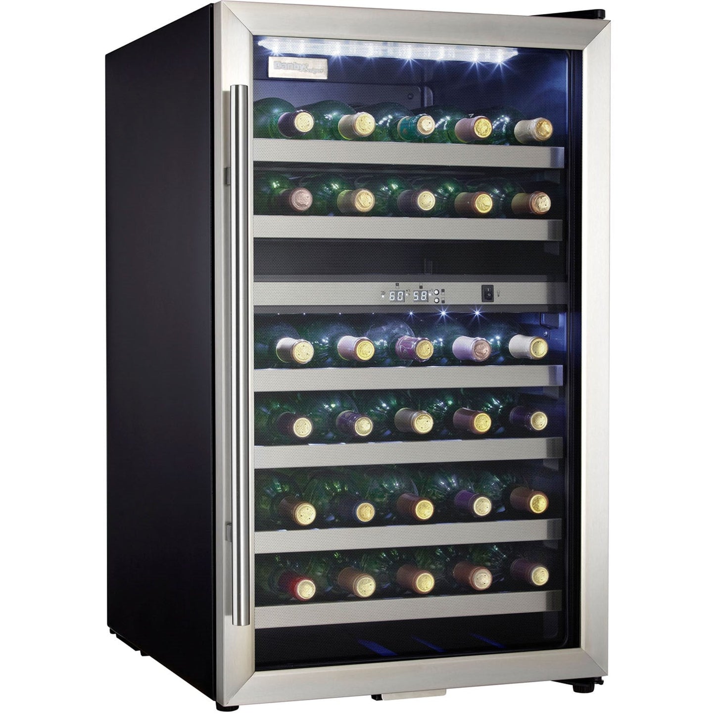 Danby - 38 Bottle Wine Cooler, Stainless Steel Door Trim, Reversible Door, Light - DWC114BLSDD