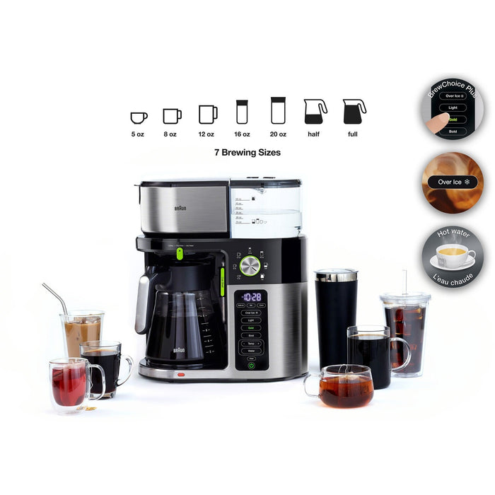 Braun Multiserve Brewing System in Stainless Steel and Black with Glass Carafe KF9150BK