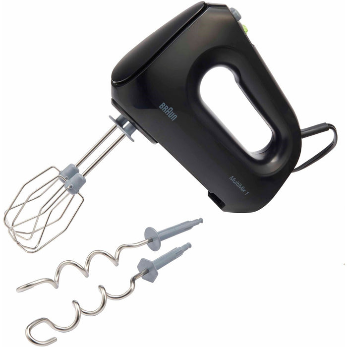 Braun Multimix 1 Hand Mixer w/Beaters, Dough Hooks and Accessory Bag in Black HM1010BK