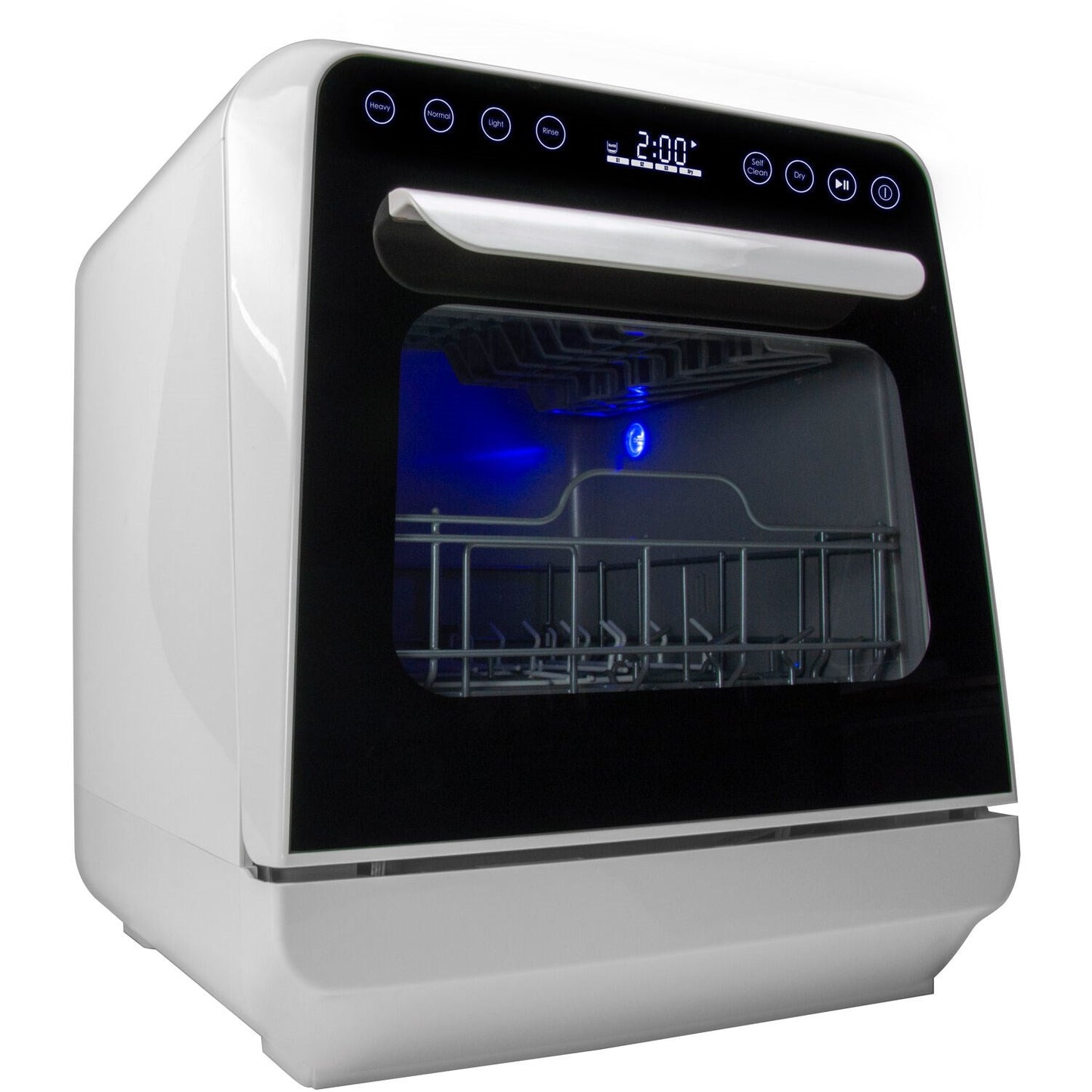 Magic Chef - 3-Place Setting Coutertop Dishwasher, 5 Programs, Built-In Water Tank - MCSCD3W