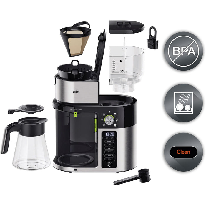 Braun Multiserve Brewing System in Stainless Steel and Black with Glass Carafe KF9150BK