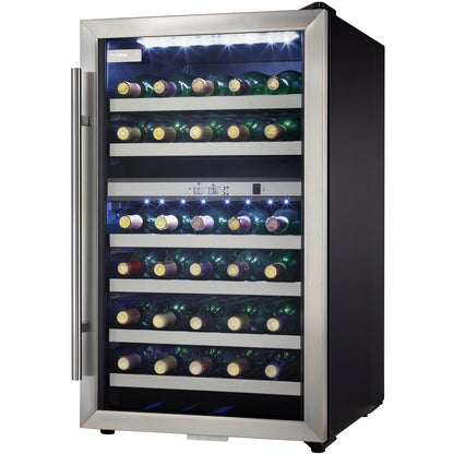 Danby - 38 Bottle Wine Cooler, Stainless Steel Door Trim, Reversible Door, Light - DWC114BLSDD