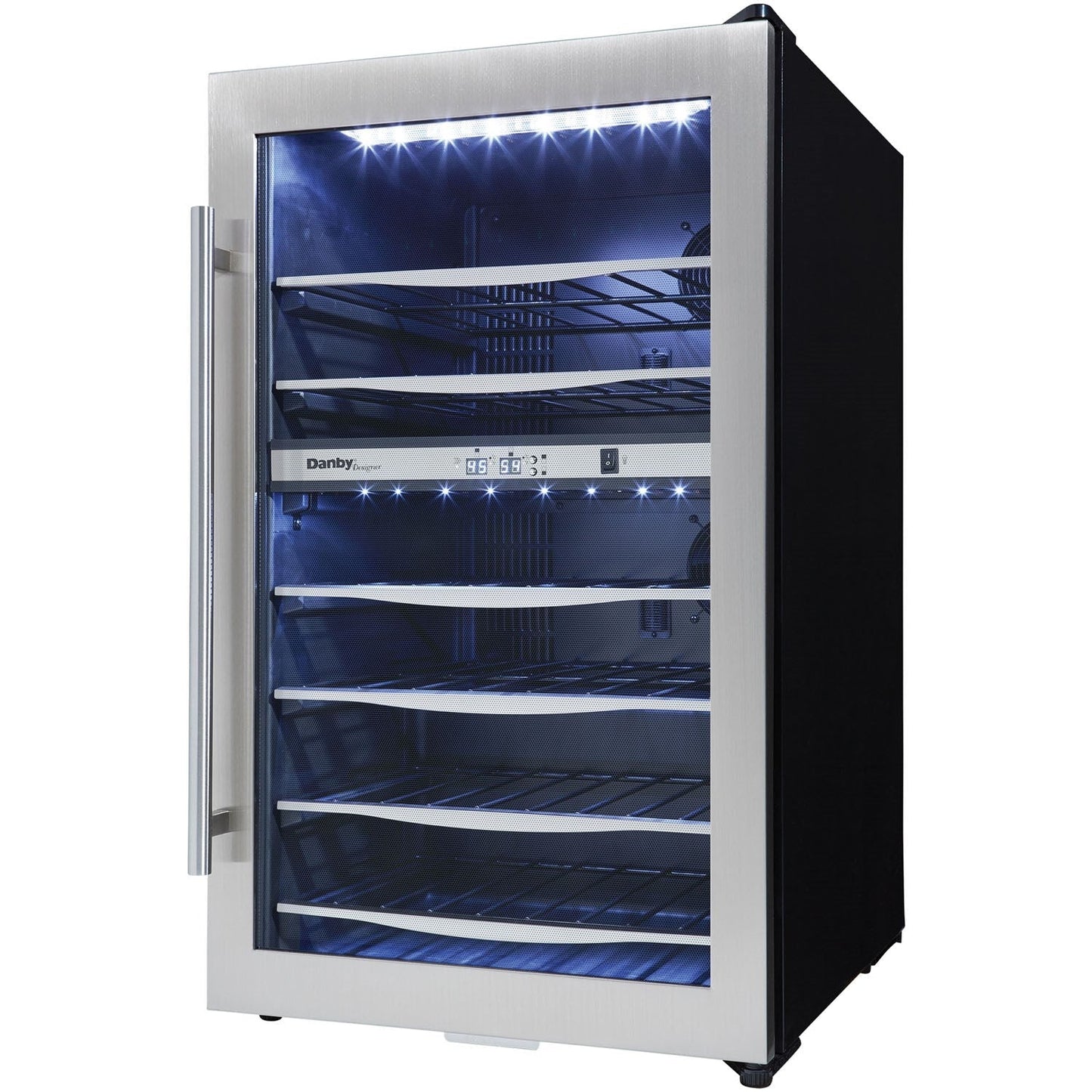 Danby - 38 Bottle Wine Cooler, Reversible Door, Tempered Glass Door - DWC040A3BSSDD