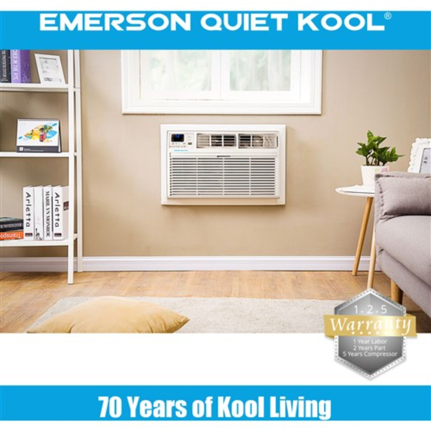 Emerson Quiet - 10000 BTU TTW Heat/Cool Air Conditioner with Wifi Controls, 230V | EATE10RSD2T