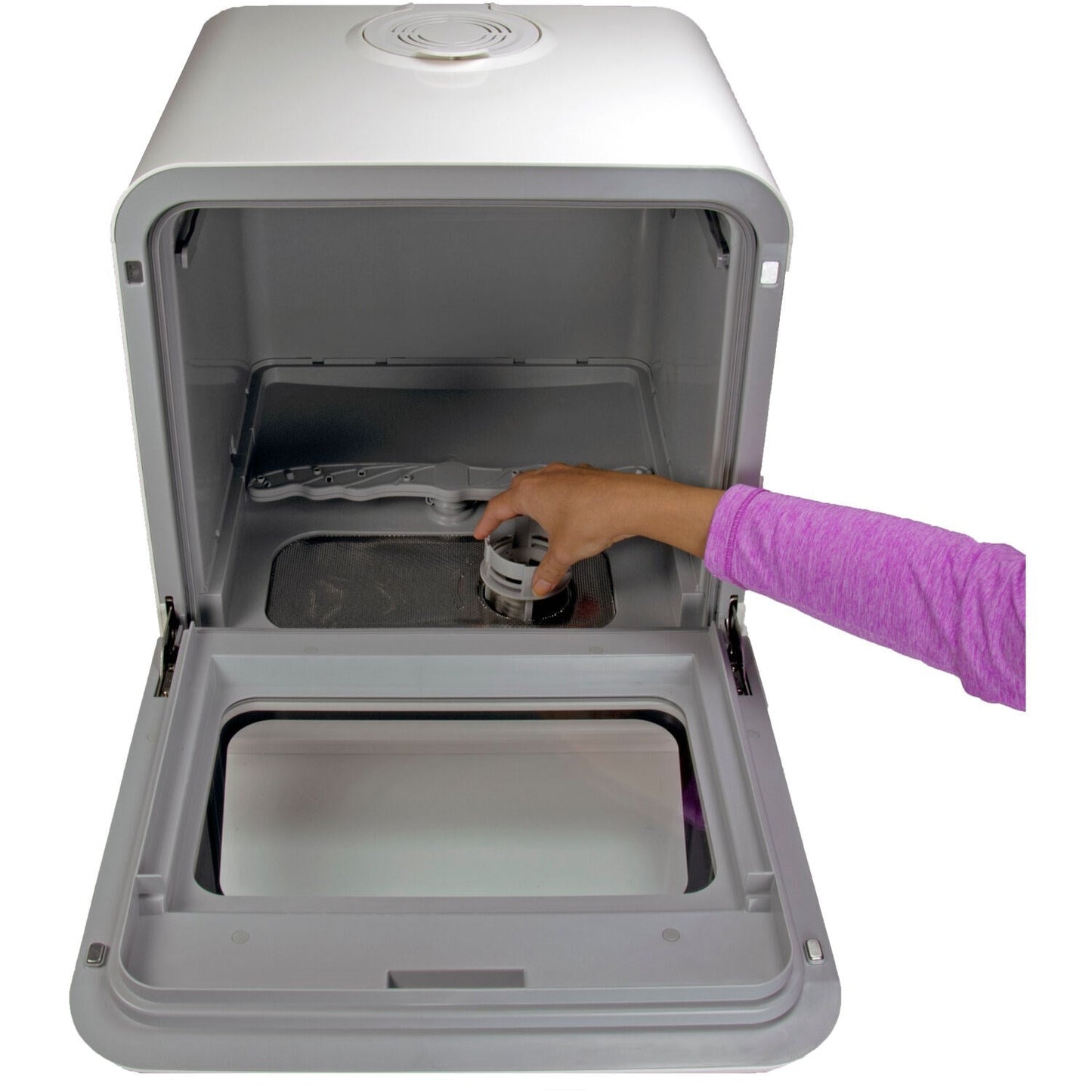 Magic Chef - 3-Place Setting Coutertop Dishwasher, 5 Programs, Built-In Water Tank - MCSCD3W