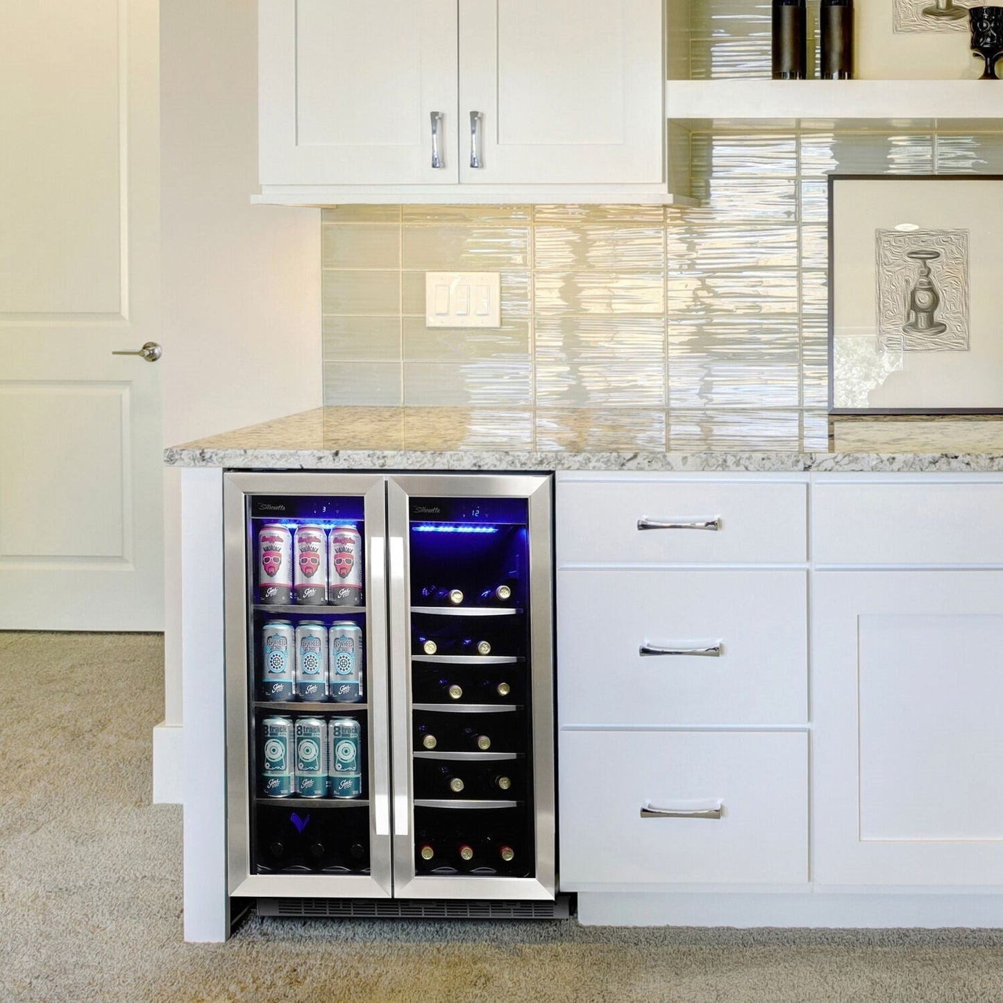 Danby - Integrated Beverage Center, 60 Cans & 27 Wine Bottles, Active Cooling -  SBC051D1BSS