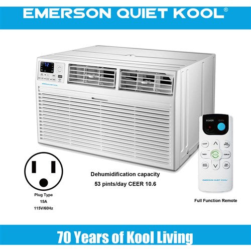 Emerson Quiet - 10000 BTU TTW Air Conditioner with Wifi Controls, 115V | EATC10RSE1T