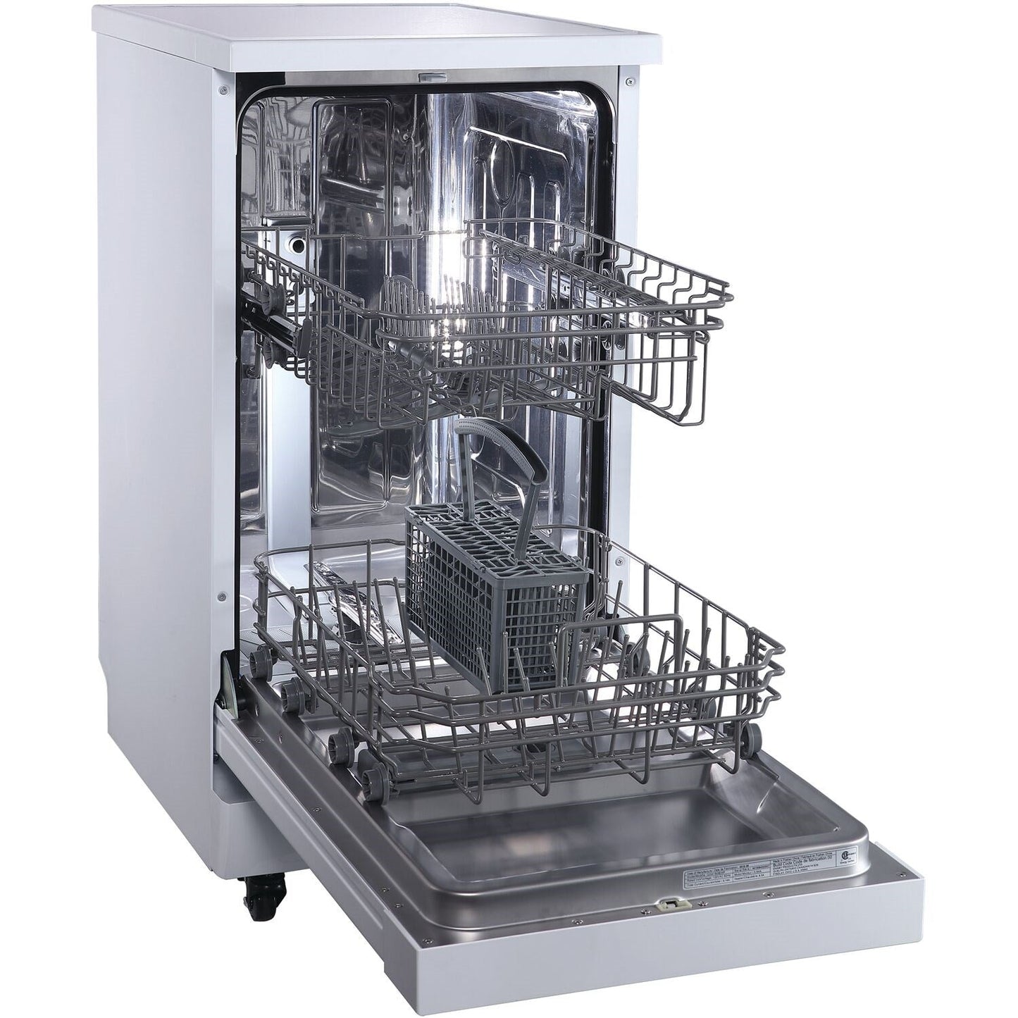Danby - 18 inch Portable Dishwasher, 8 Place Settings, SS Interior, 4 Wash Programs - DDW1805EWP
