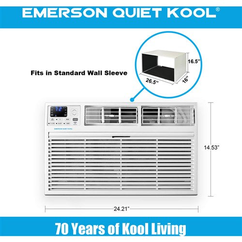 Emerson Quiet - 10000 BTU TTW Air Conditioner with Wifi Controls, 115V | EATC10RSE1T