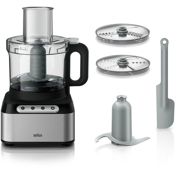 Braun 500W Easy Prep 8 Cup Food Processor in Stainless Steel & Black FP3211SI