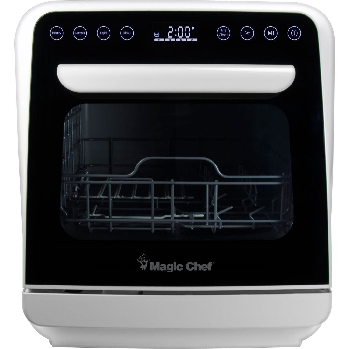 Magic Chef - 3-Place Setting Coutertop Dishwasher, 5 Programs, Built-In Water Tank - MCSCD3W