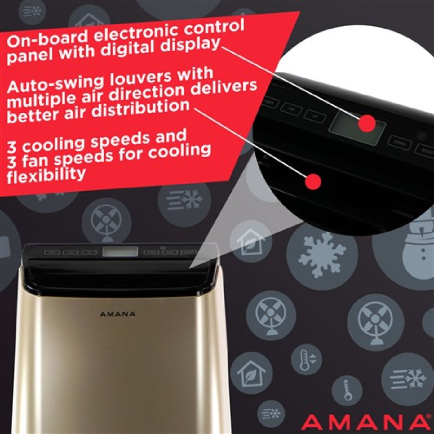 Amana - 10, 000 BTU Portable AC - Black/Gold _ AMAP101AD-2