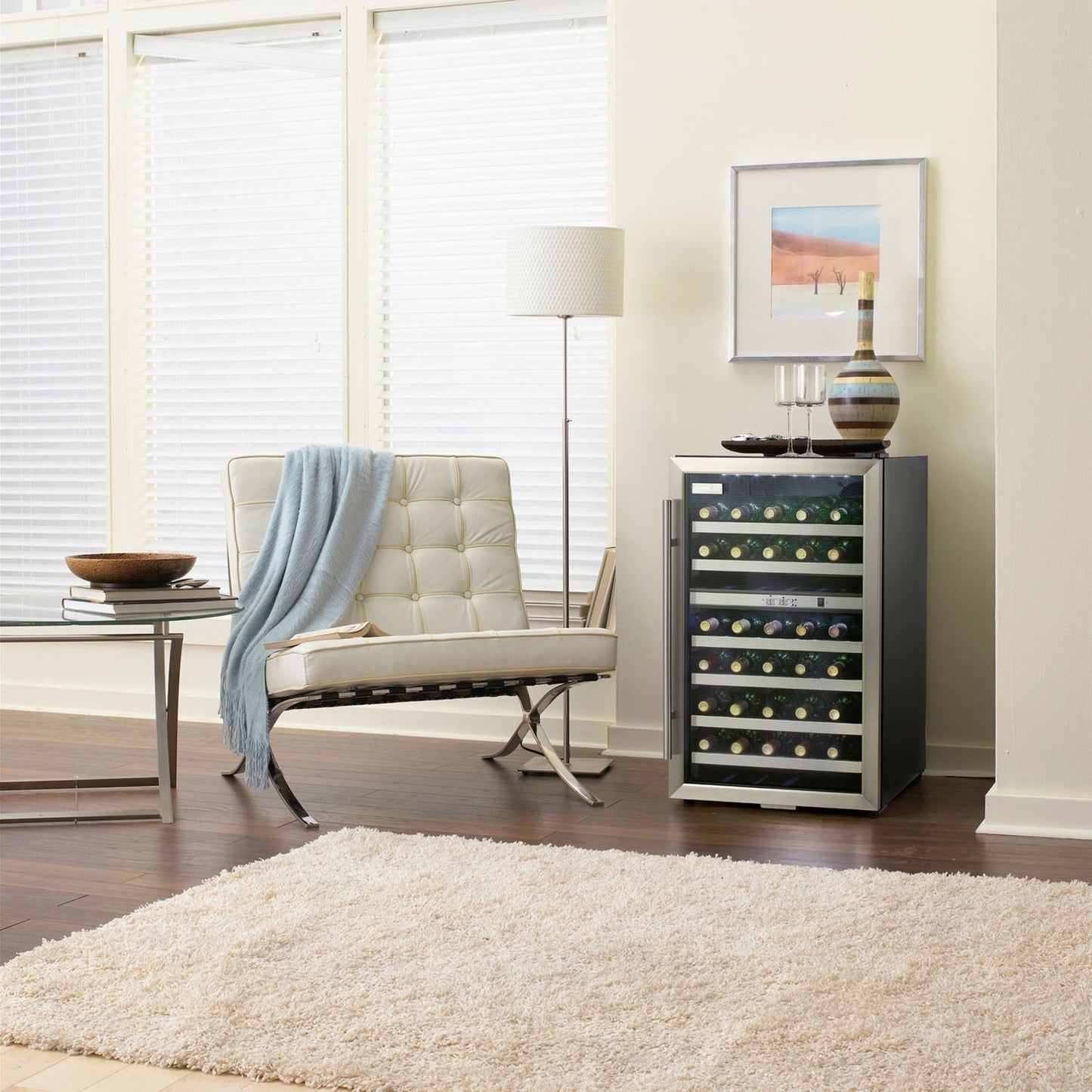 Danby - 38 Bottle Wine Cooler, Stainless Steel Door Trim, Reversible Door, Light - DWC114BLSDD