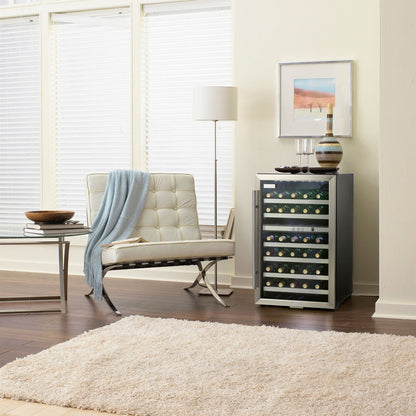 Danby - 38 Bottle Wine Cooler, Stainless Steel Door Trim, Reversible Door, Light - DWC114BLSDD