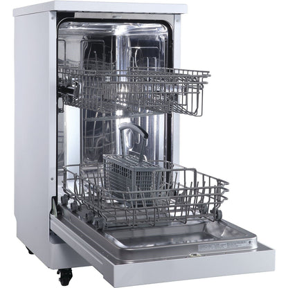 Danby - 18 inch Portable Dishwasher, 8 Place Settings, SS Interior, 4 Wash Programs - DDW1805EWP