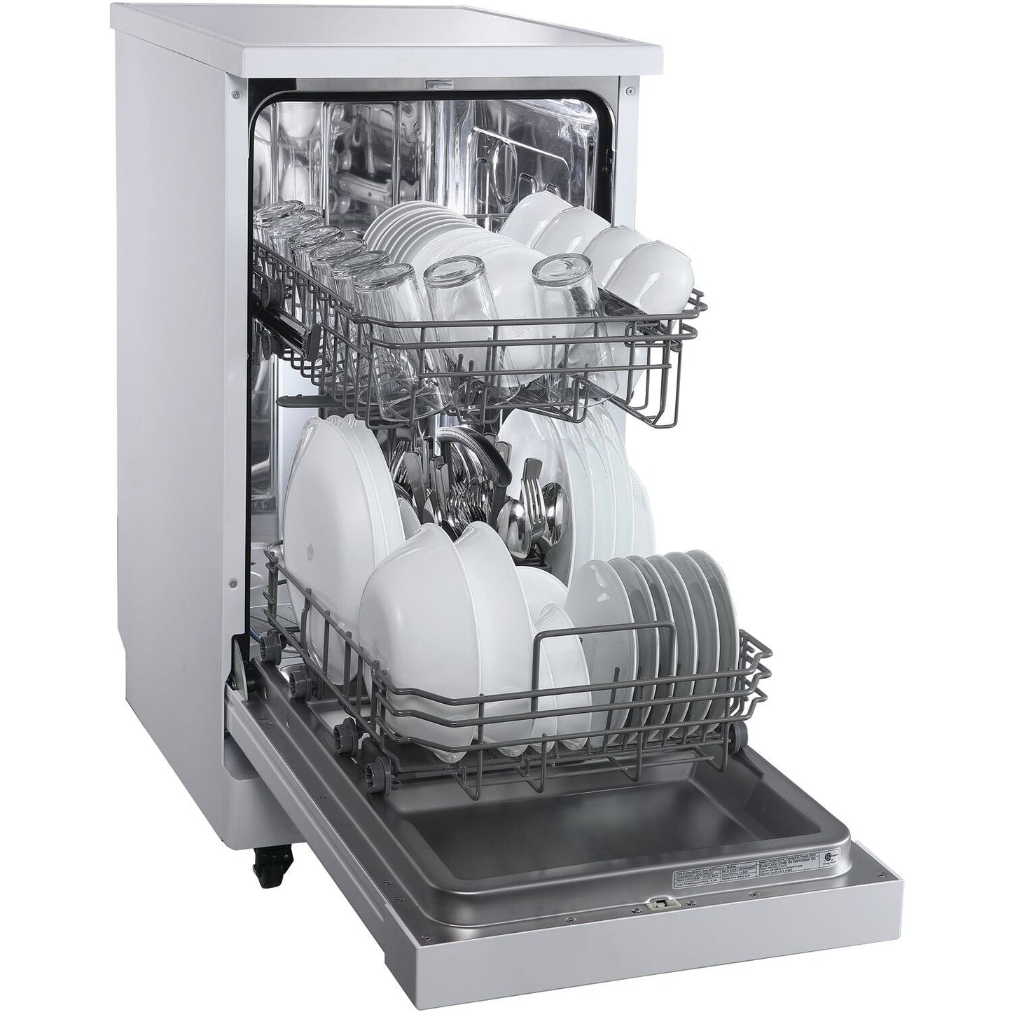 Danby - 18 inch Portable Dishwasher, 8 Place Settings, SS Interior, 4 Wash Programs - DDW1805EWP