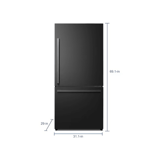 Hisense 17.2-cu ft Counter-depth Bottom-Freezer Refrigerator Black Metallic Steel ENERGY STAR - HRB171N6ABE