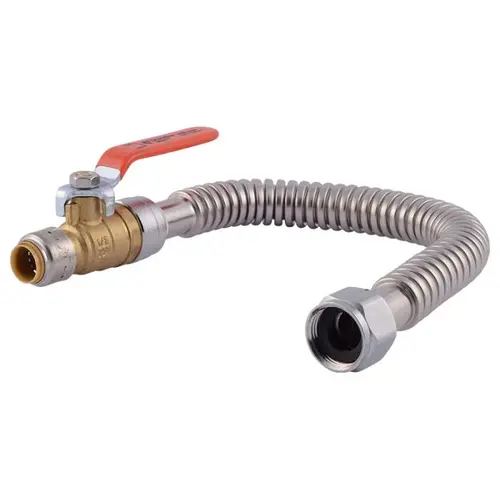 GE SharkBite Max Brass 3/4 in. FIP x 1/2 in. Push-Fit Ball Valve Corrugated Water Heater Connector (18