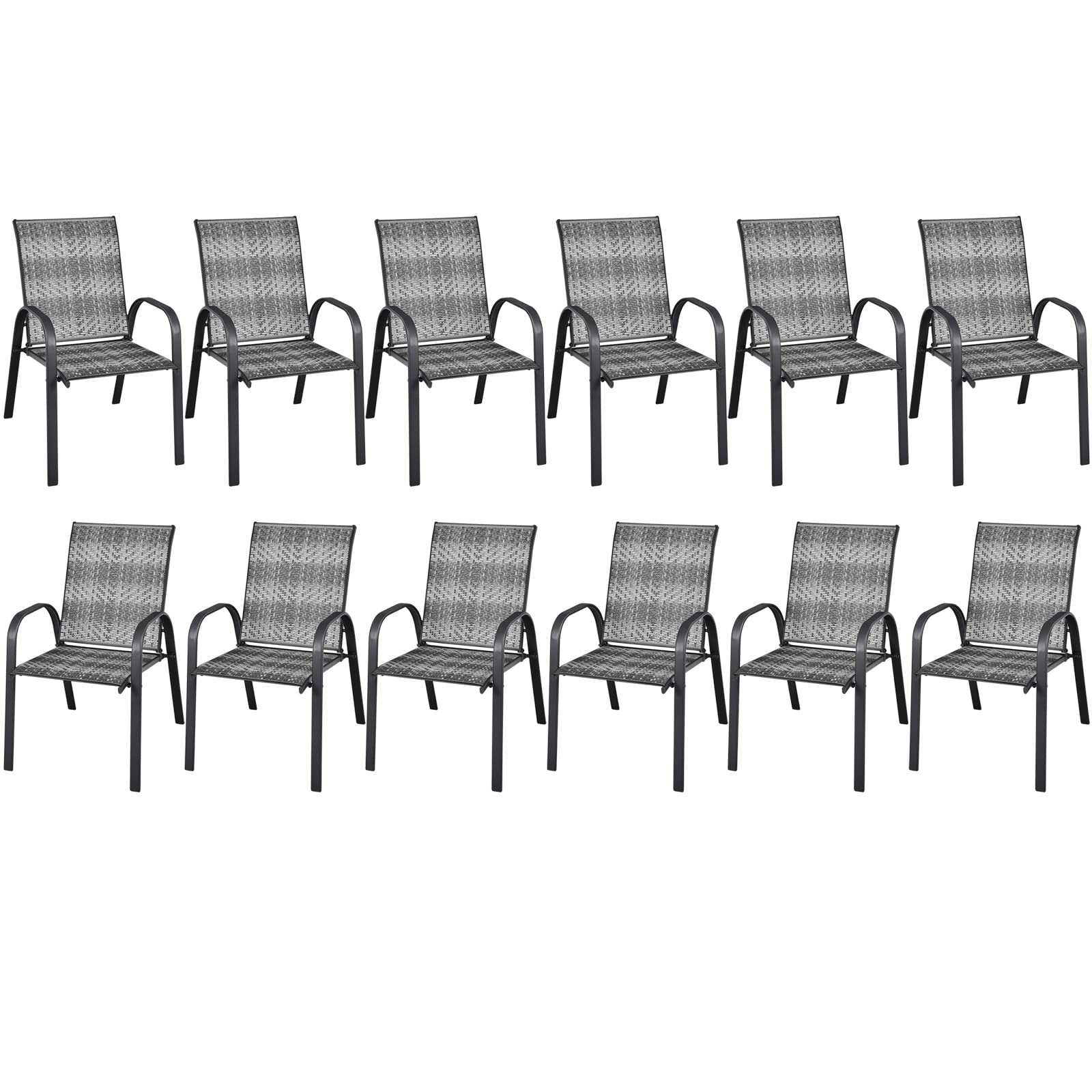 Tangkula Outdoor PE Wicker Stackable Chairs - 2*NP10511CF-6