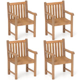 Tangkula Teak Wood Patio Dining Chair - 2*JV12155