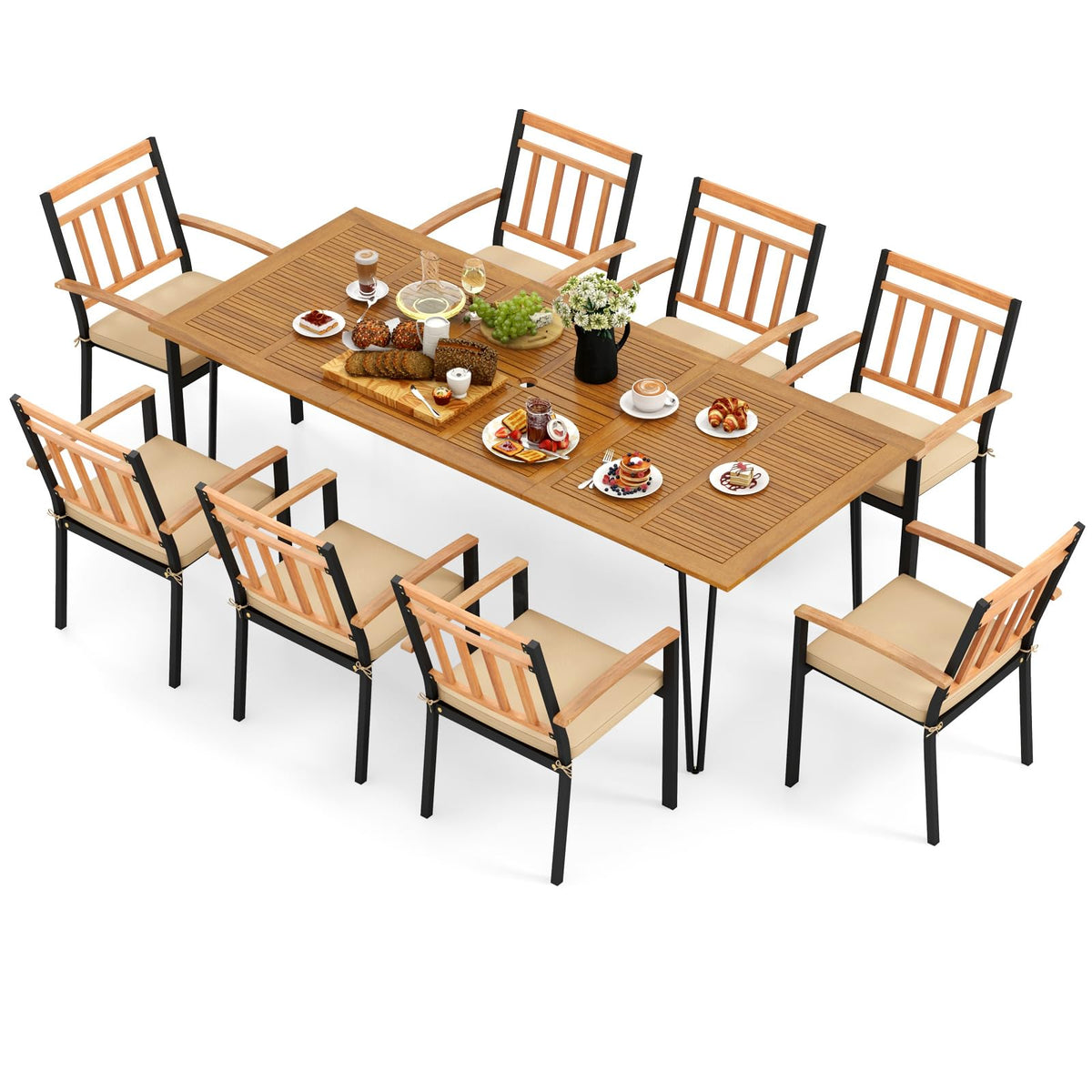 Tangkula 9 Pieces Patio Dining Set - HW72245+4*HW72102