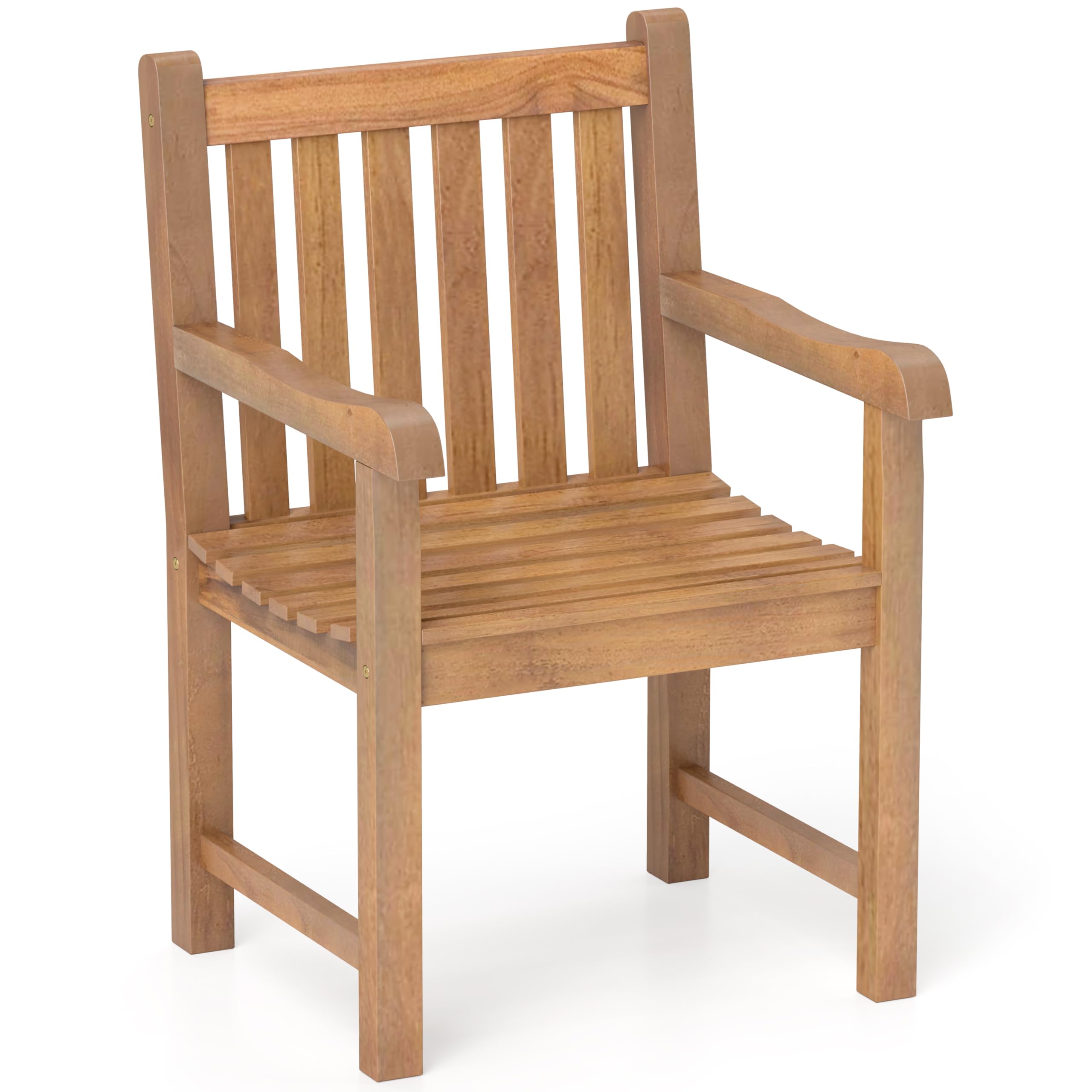 Tangkula Teak Wood Patio Dining Chair - 2*JV12155