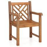 Tangkula Teak Wood Patio Dining Chair - 2*JV12157