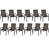 Tangkula Outdoor PE Wicker Stackable Chairs - 2*NP10511CF-6