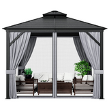 Tangkula 10x10 Ft Hardtop Gazebo, Double-Top Outdoor Gazebo with Galvanized Steel Roof - NP10590GR+