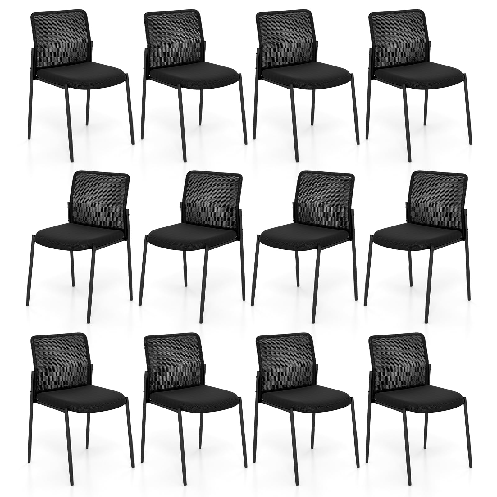 Tangkula Stackable Conference Room Chairs Set - 3*CB10599DK-2