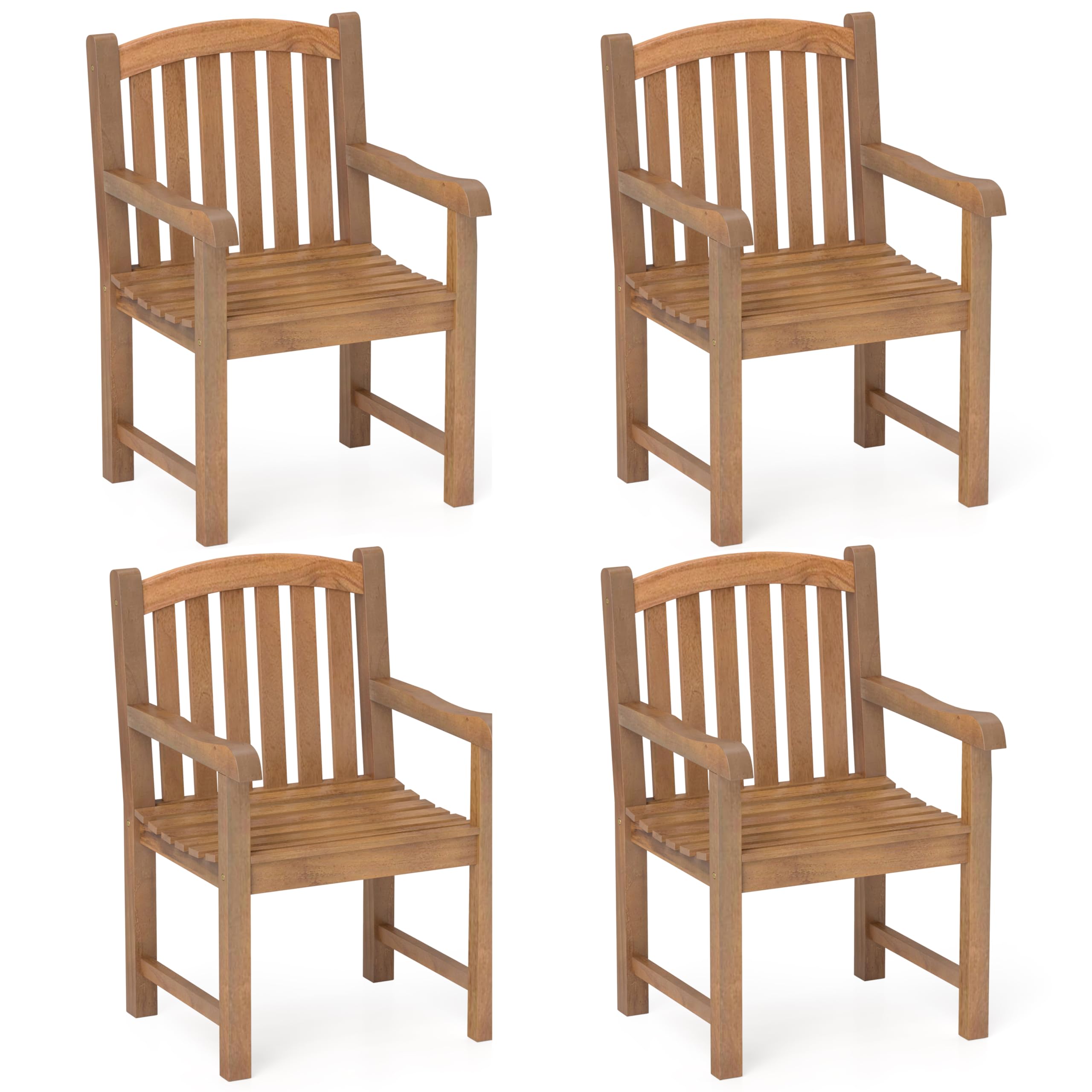 Tangkula Teak Wood Patio Dining Chair - 2*JV12156