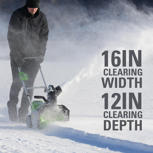 Greenworks 40V 16" Cordless Battery Single-Stage Snow Blower w/ 5.0Ah USB Battery & Charger - 2604602