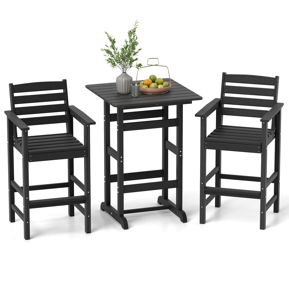 Tangkula 3-Piece Patio HDPE Bar Set - NP12060DK+NP12059DK