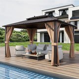 Tangkula Hardtop Gazebo, Patio Gazebo with Galvanized Steel Double Roof & Aluminum Frame - NP11434CF+