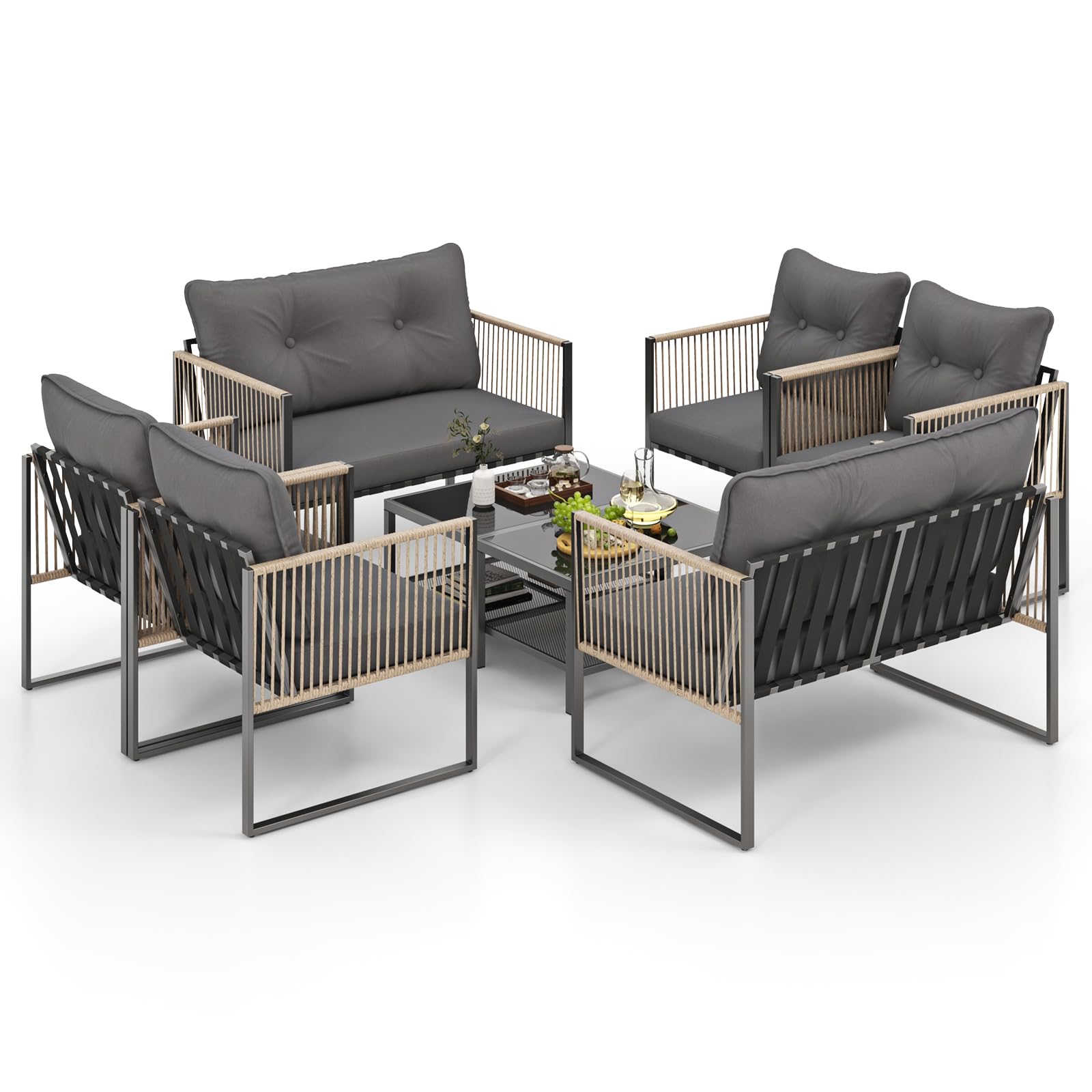 Tangkula 4/8 Pieces Patio Furniture Set - 2*NP12005GR+